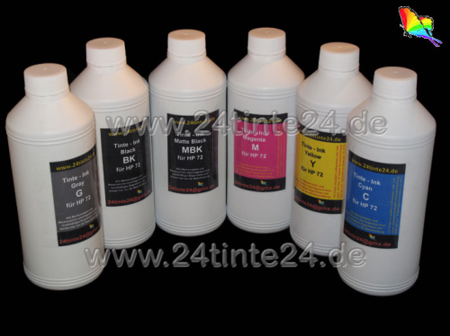 1 Liter DYE-tinte kompatibel zu HP Designjet mit Patronen Nr. 72 6 color