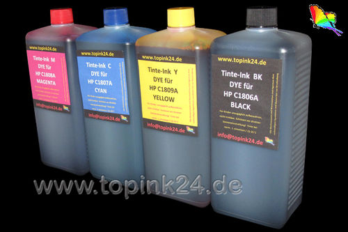 Refill kit ink DYE for HP Designjet 2500CP 2800CP with C1806A C1807A C1808A C1809A